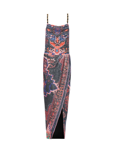 Robe longue à paillettes multicolores