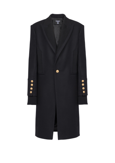 Manteau long en laine avec col et doublure à motif monogramme