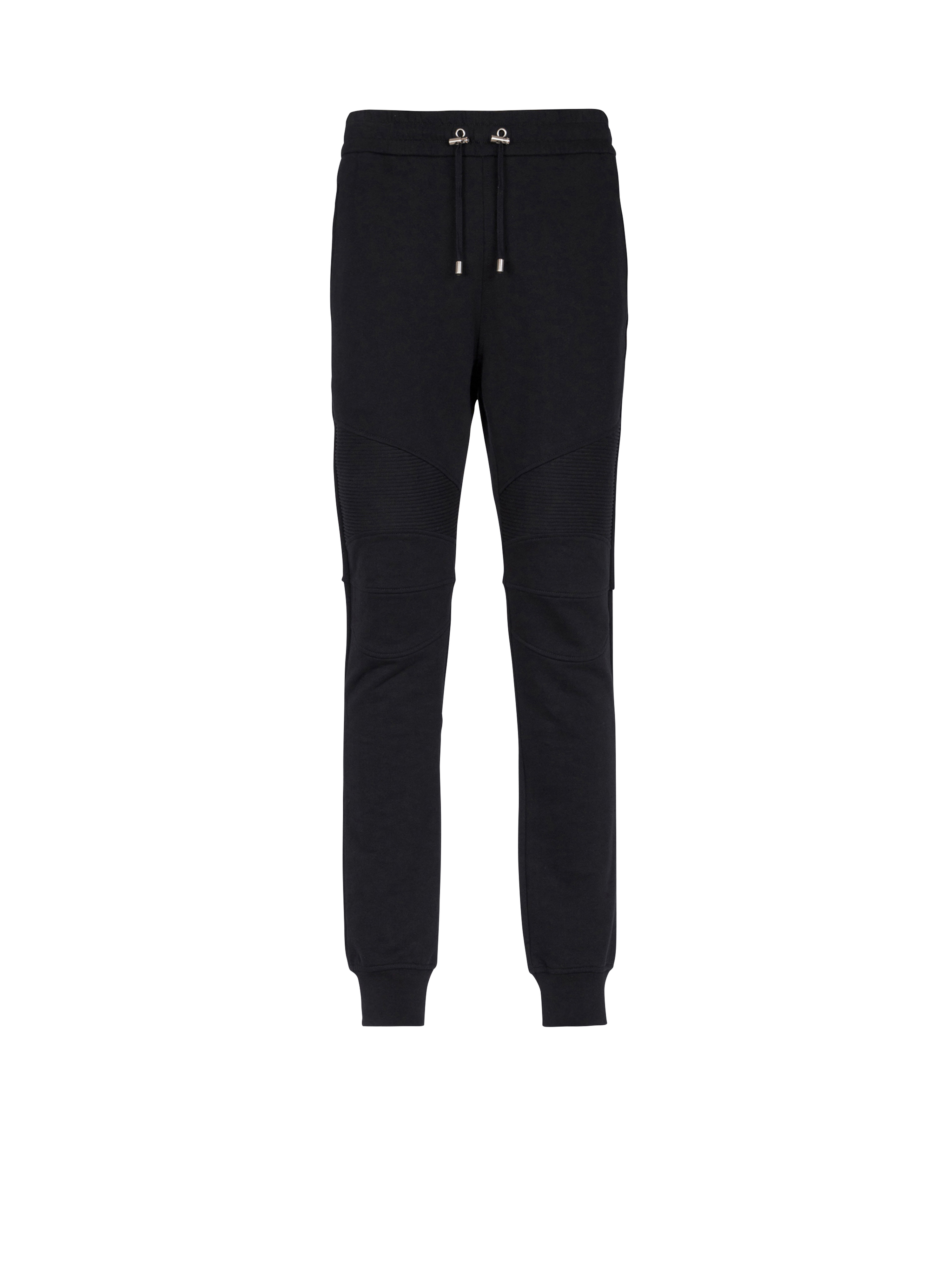 Cotton sweatpants with Balmain Paris logo, black