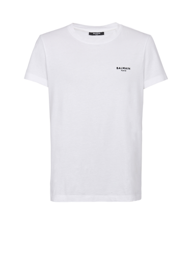 T-shirt en coton floqué petit logo Balmain Paris
