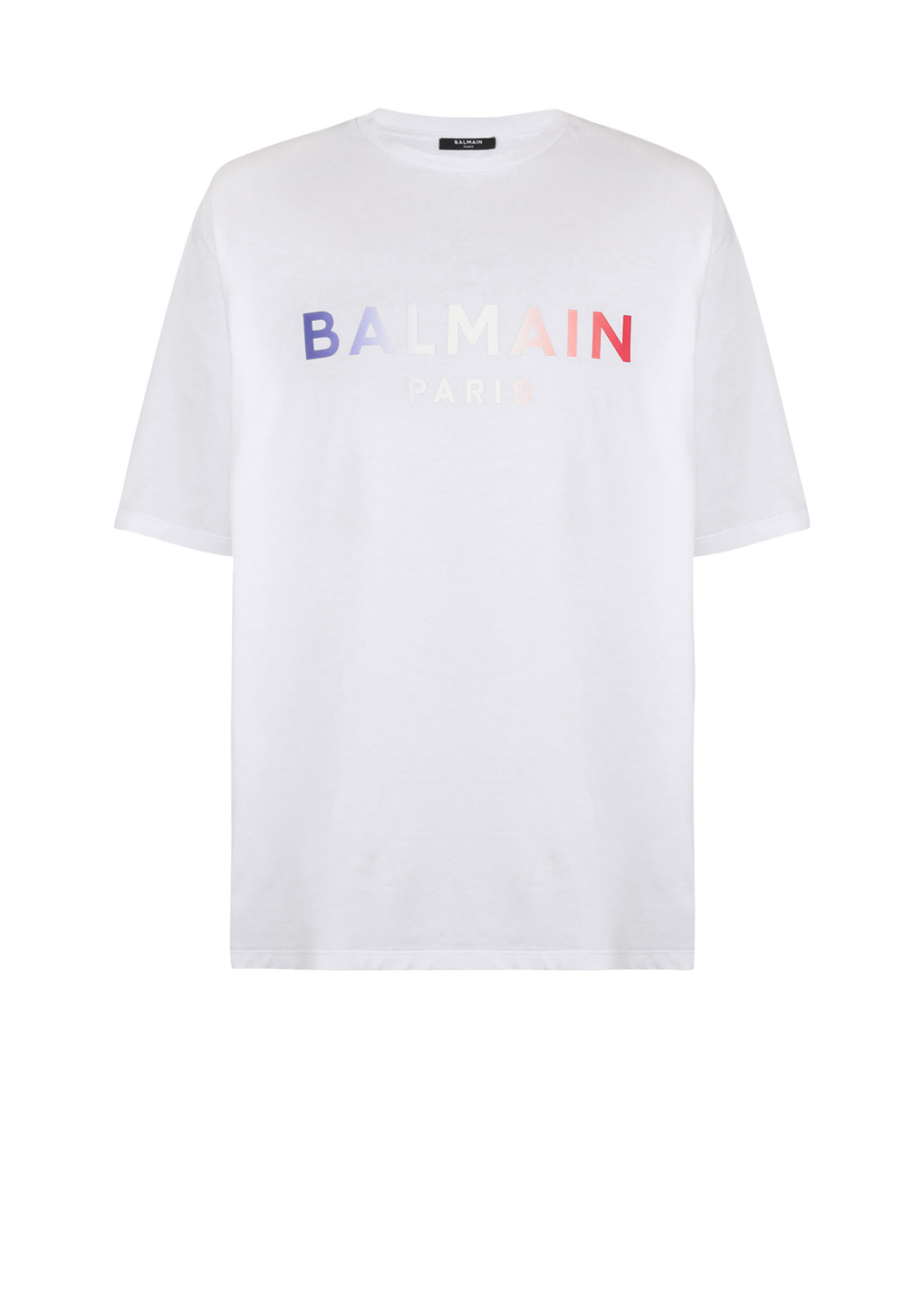 HIGH SUMMER CAPSULE - T-shirt en coton imprimé tie and dye logo Balmain Paris, blanc, hi-res