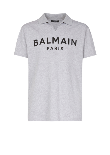 Polo en coton imprimé logo Balmain