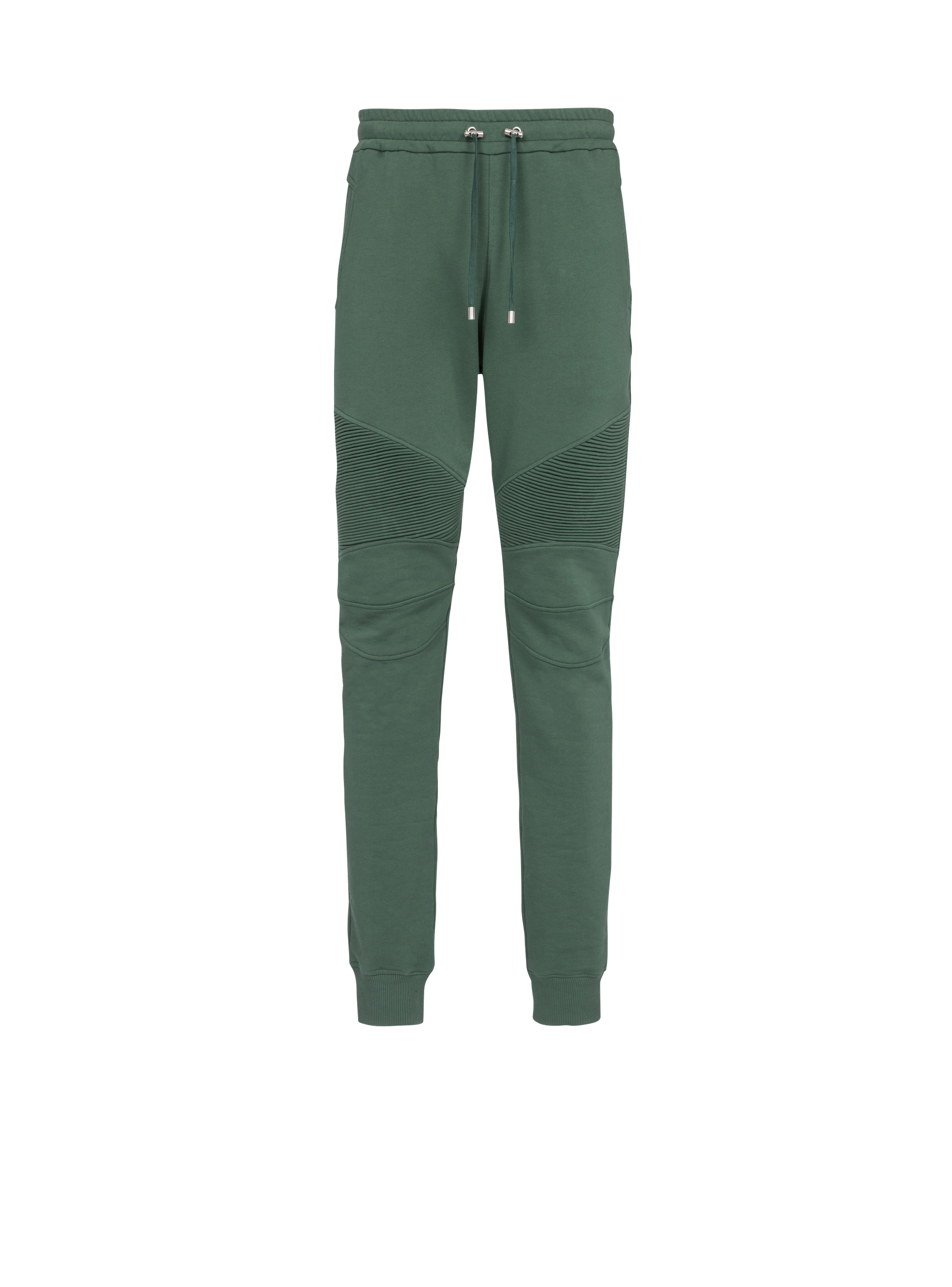 Pantalon de jogging en coton floqué logo Balmain Paris, vert