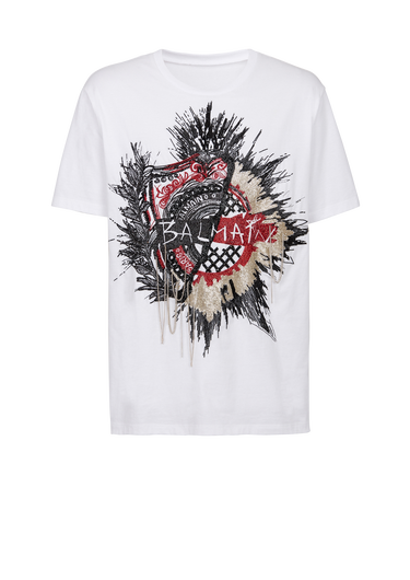 T-shirt oversize en coton brodé logo Balmain