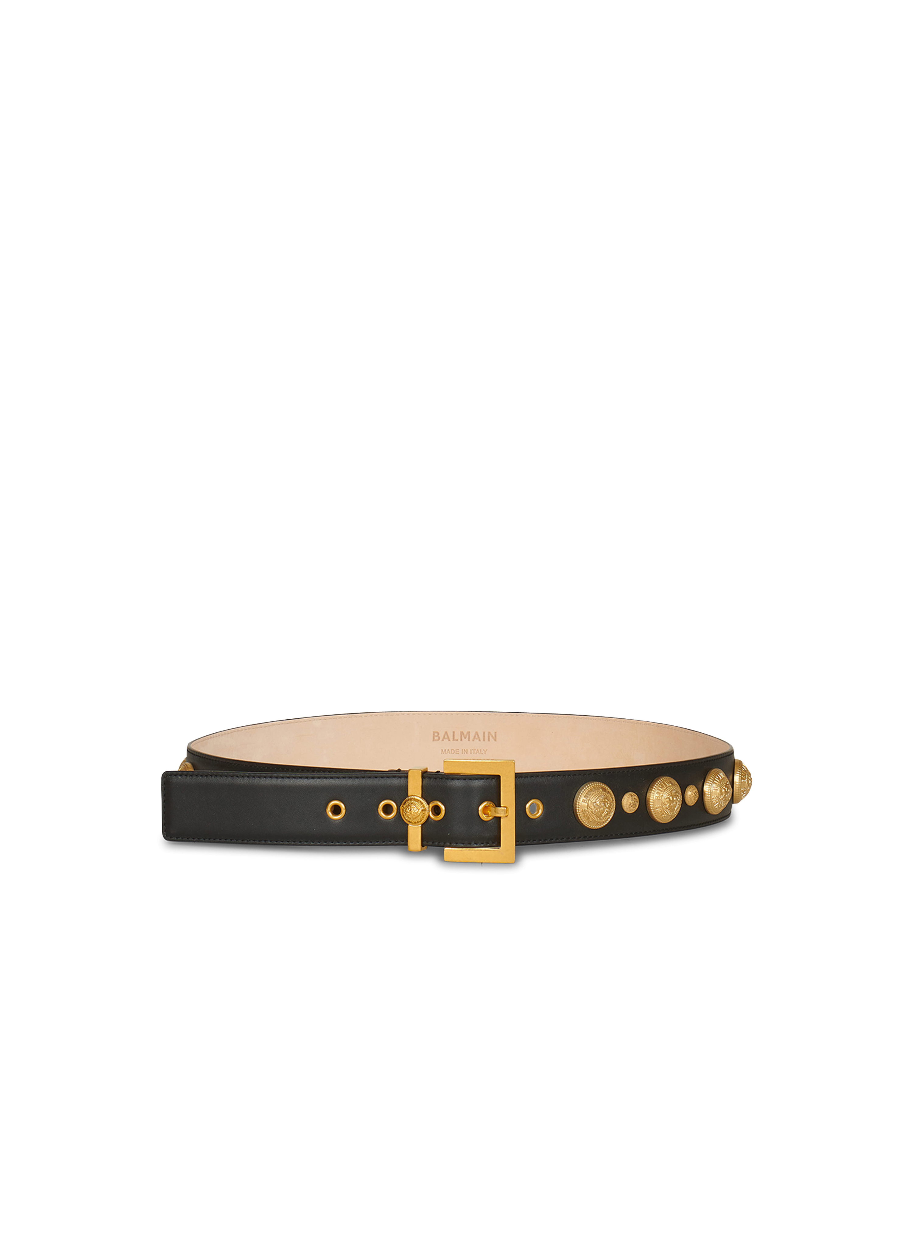 Leather and gold-tone Coin Belt belt, black