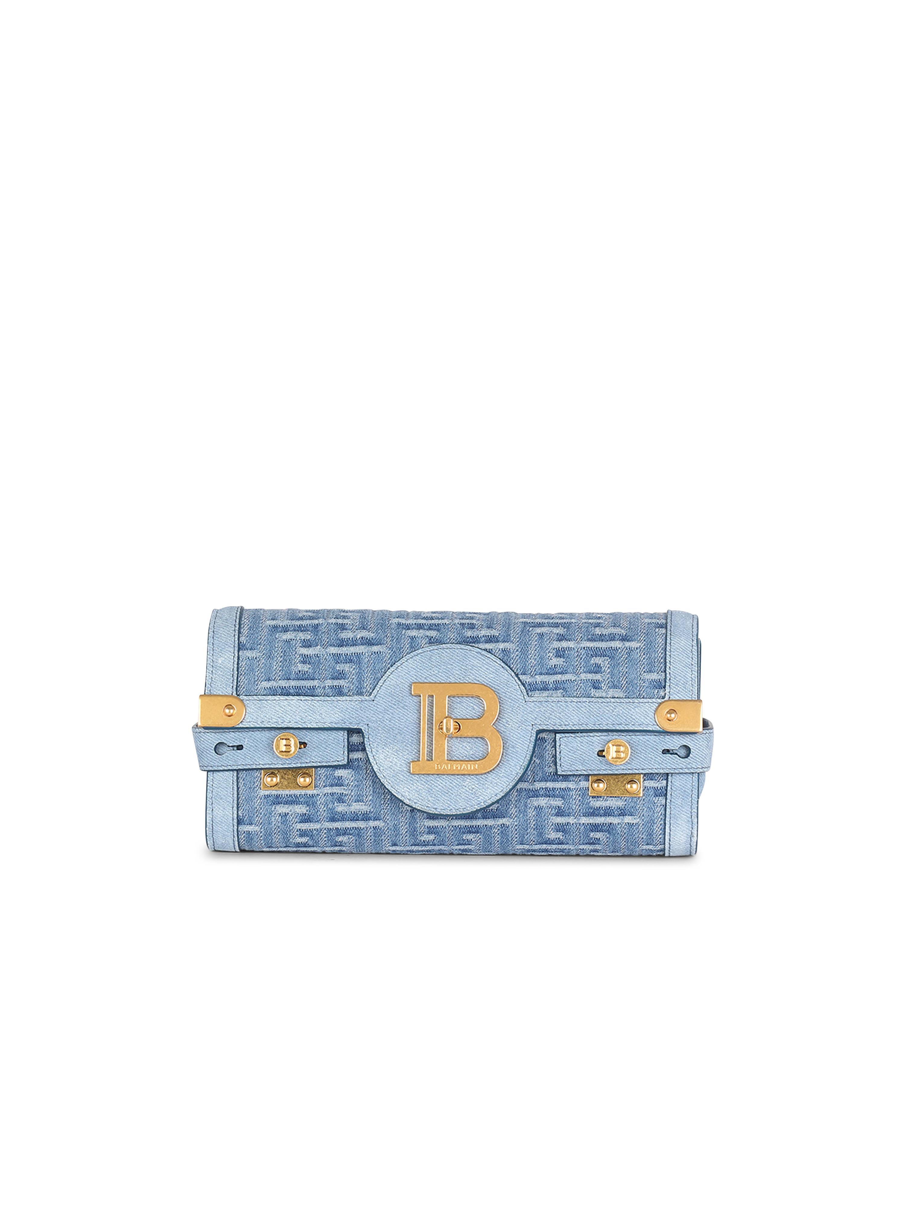 Suede and denim B-Buzz 23 clutch bag, blue