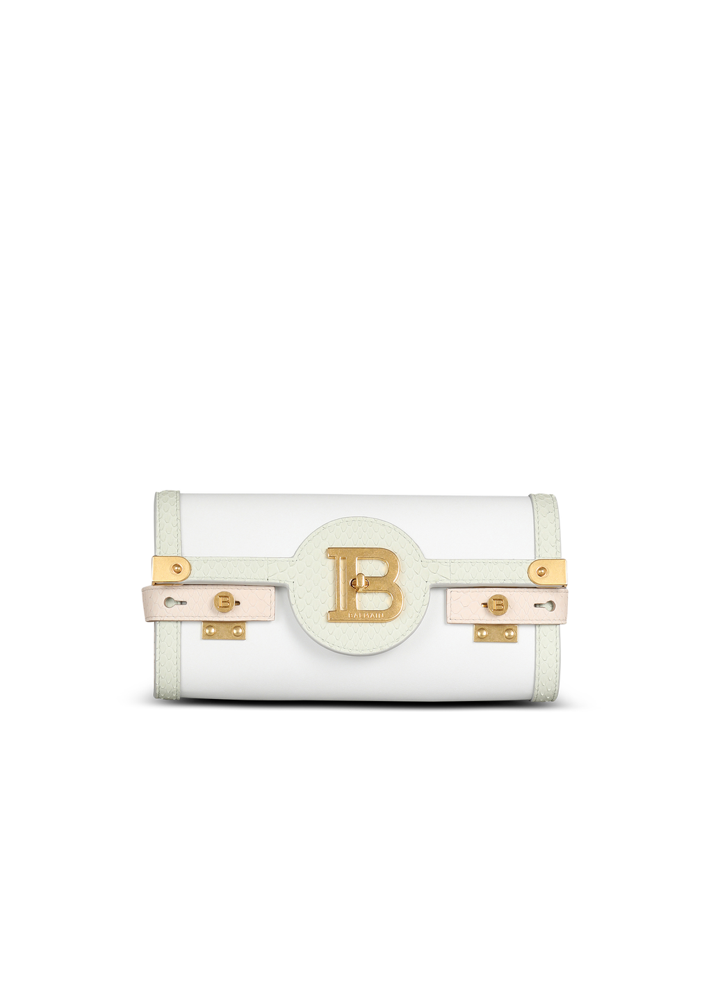 B-Buzz 23 clutch bag in smooth leather and python leather, multicolor, hi-res