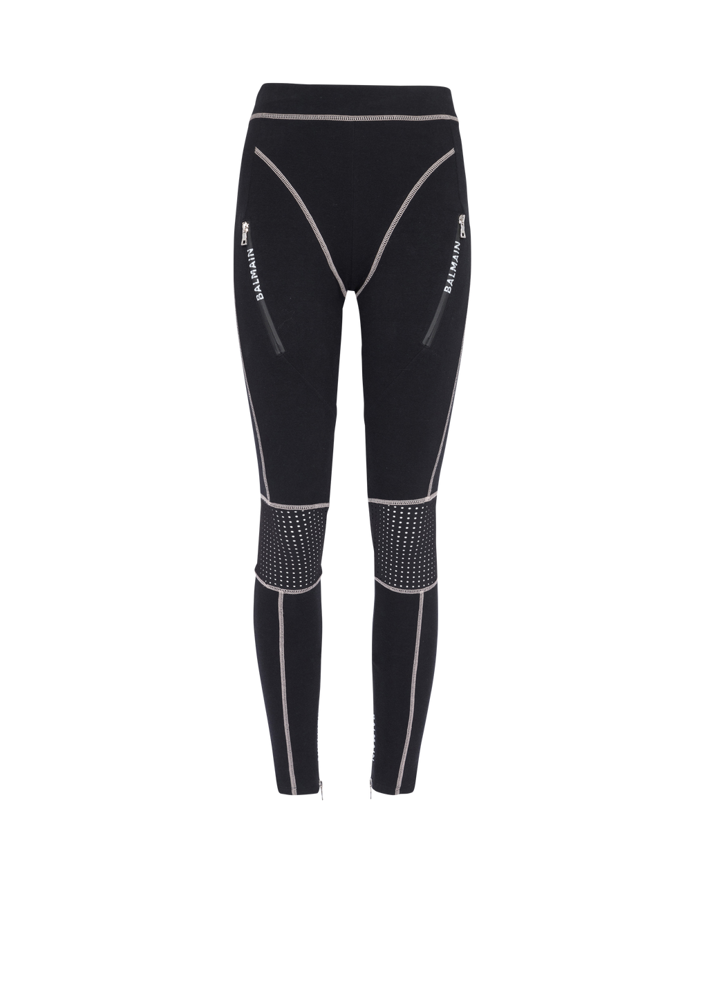 Balmain-monogrammed jersey leggings, black, hi-res