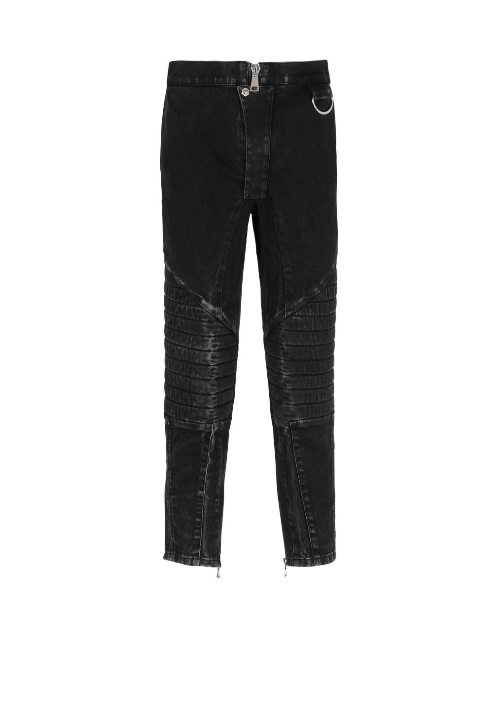 Ribbed cotton slim-fit jeans, black, hi-res