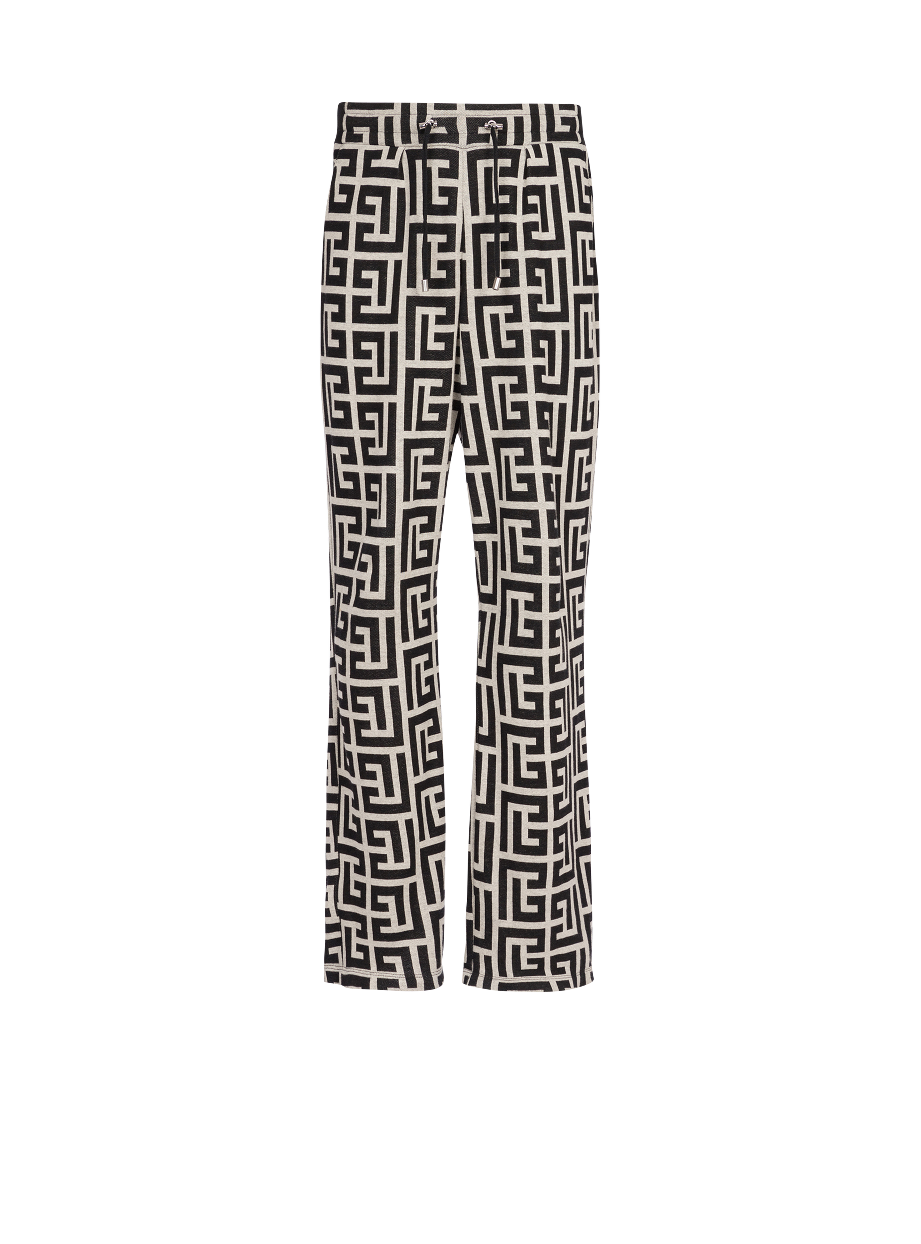 Pantalon pyjama large en jacquard à monogramme Balmai, noir