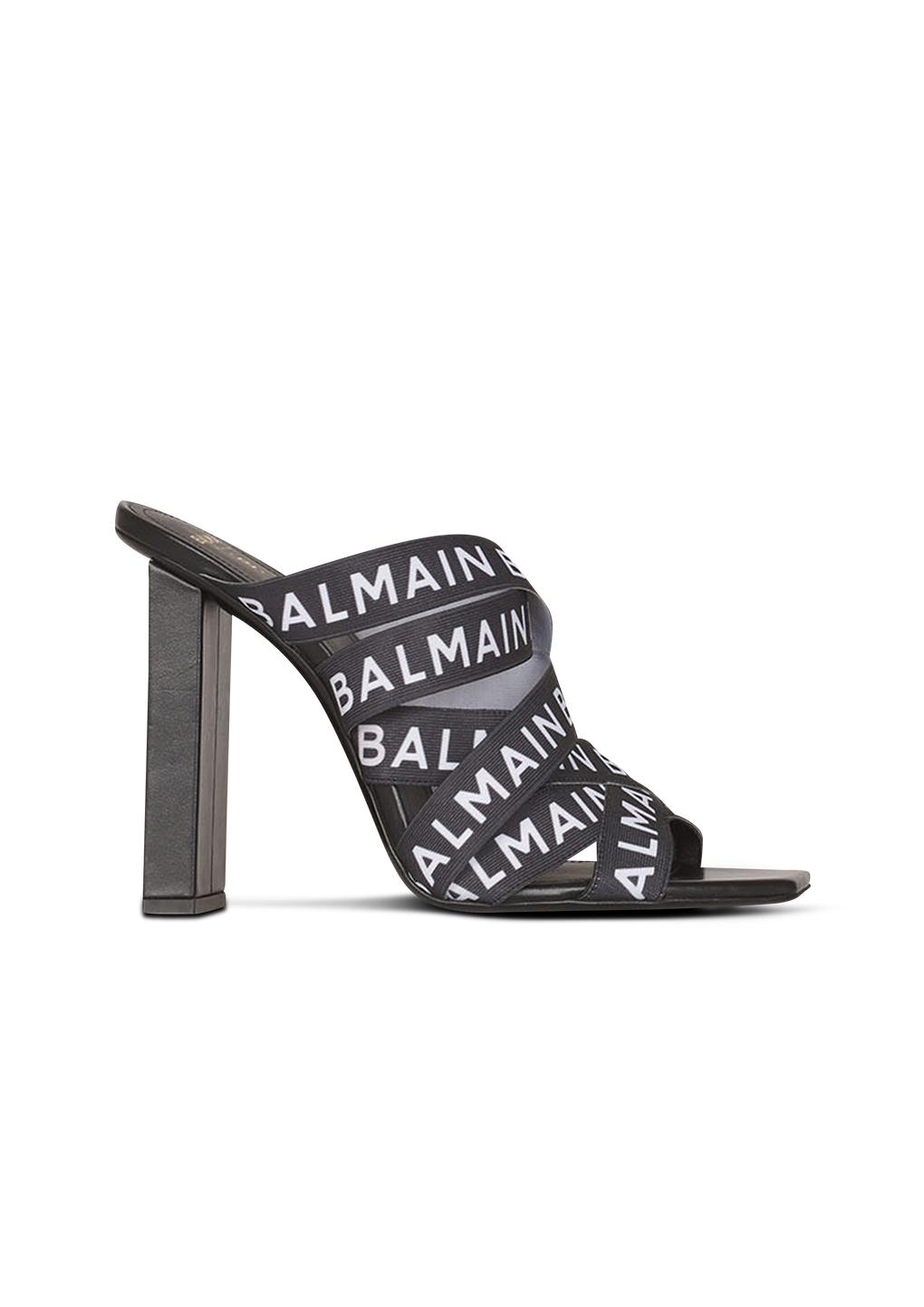 Sandales Union avec logo Balmain, noir, hi-res