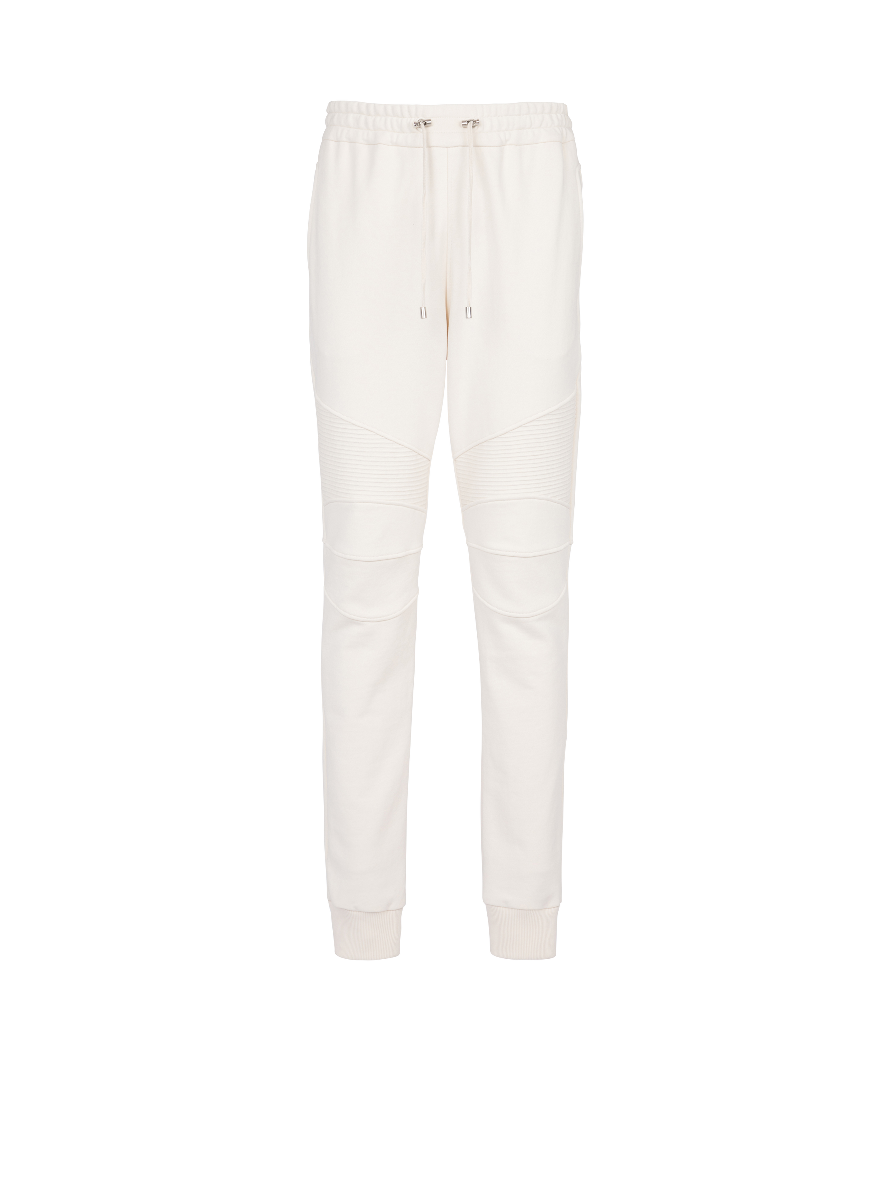 Pantalon de jogging en coton imprimé logo Balmain, beige