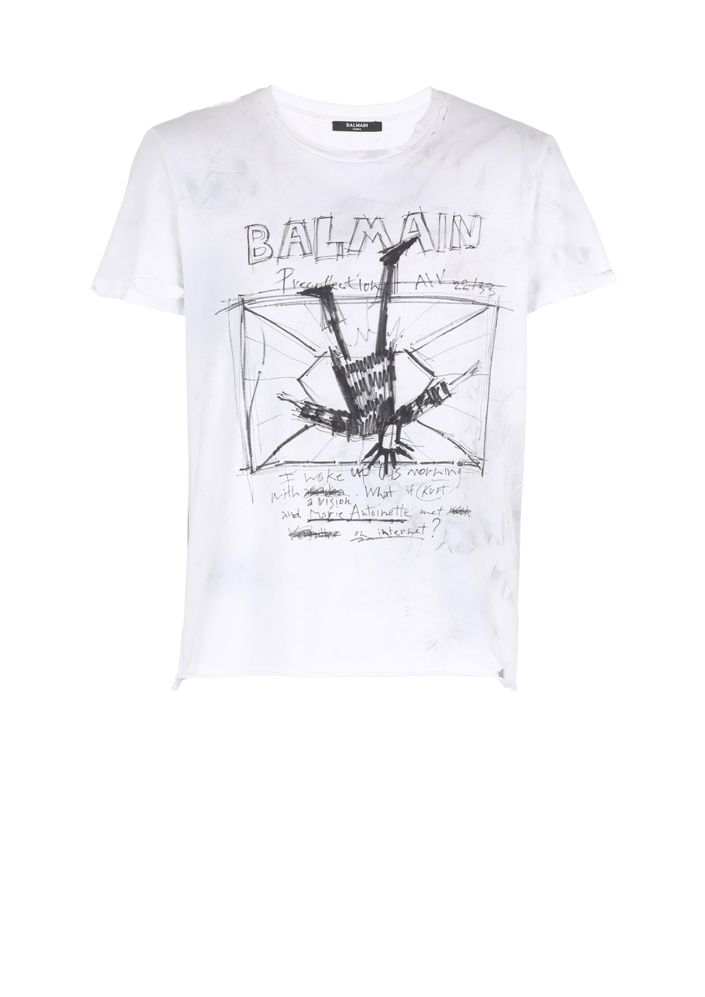 Unisexe - T-shirt en coton à motifs et logo Balmain imprimé, noir, hi-res