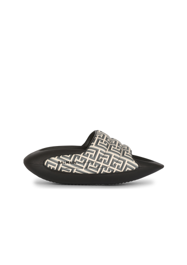 Quilted leather B-IT mules with Balmain monogram print
