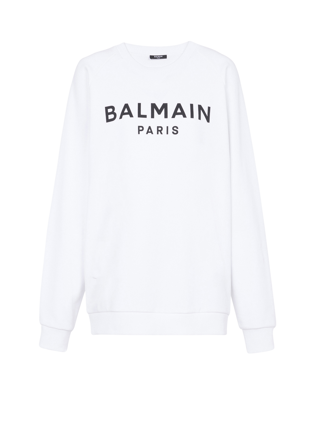 Eco-designed cotton sweatshirt with Balmain logo print, white, hi-res