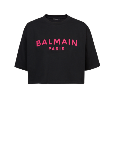 EXCLUSIF - T-shirt court en coton imprimé logo Balmain