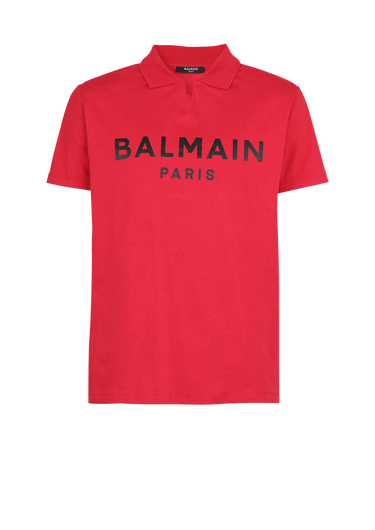 Polo en coton éco-design imprimé logo Balmain
