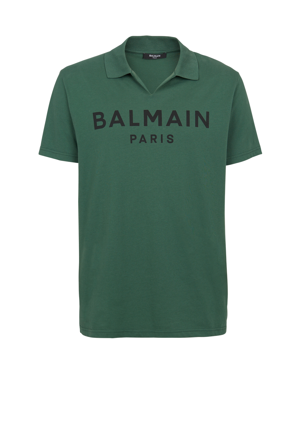 Polo en coton imprimé logo Balmain noir, vert, hi-res