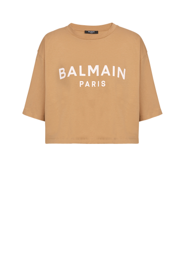 T-shirt court en coton imprimé logo Balmain