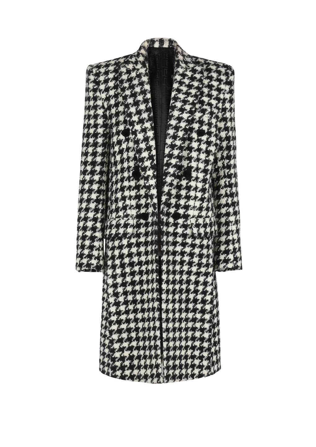 Unisexe - Manteau long six boutons en laine à plastron amovible, noir, hi-res