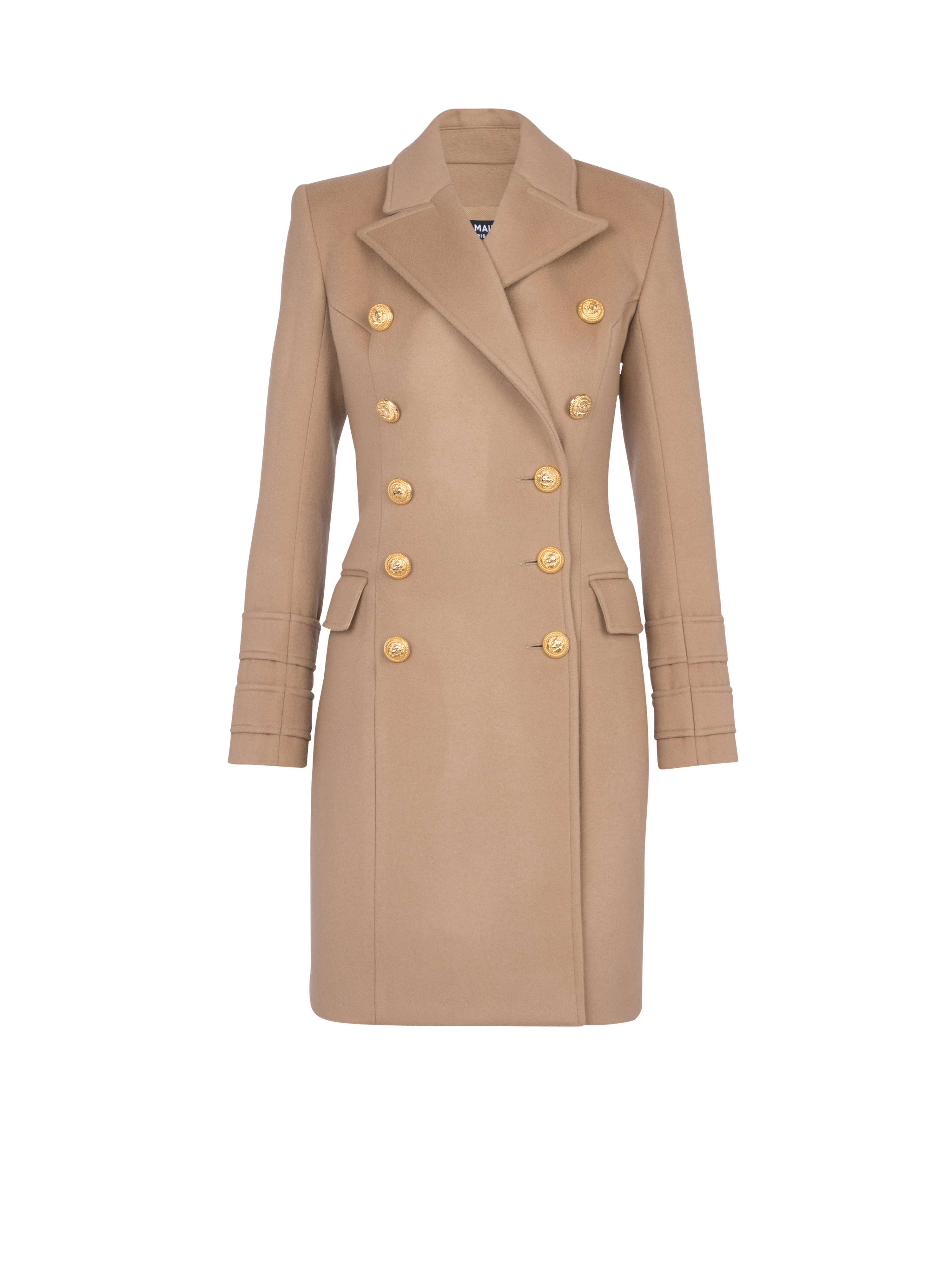 Long wool double-breasted coat, brown