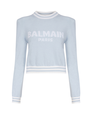 Cropped wool sweatshirt with Balmain logo