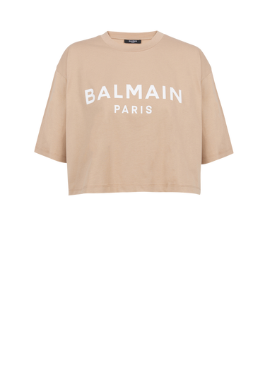 T-shirt court en coton éco-design imprimé logo Balmain