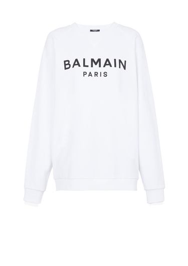 Sweat en coton imprimé logo Balmain Paris noir