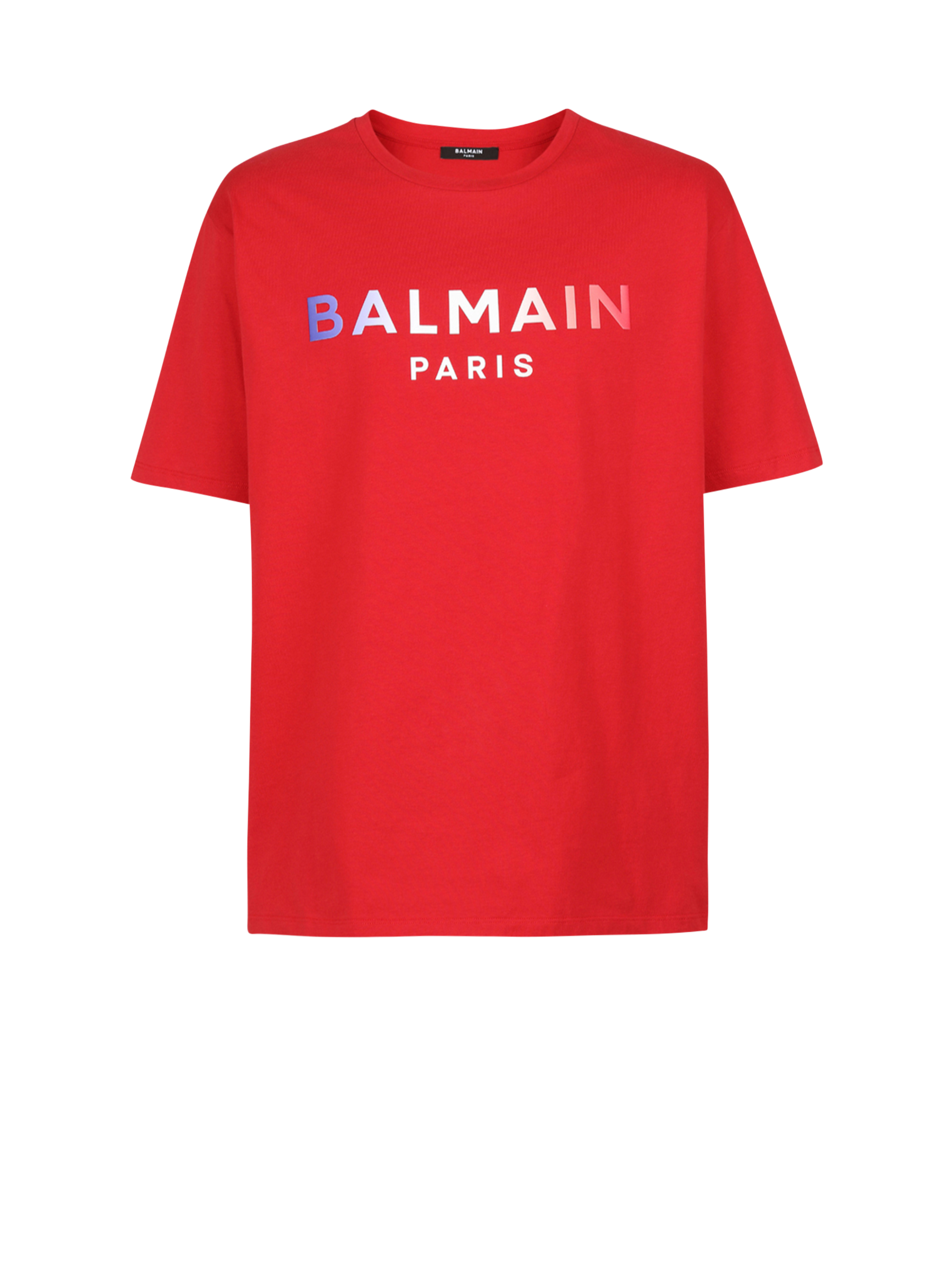 HIGH SUMMER CAPSULE - T-shirt en coton imprimé tie and dye logo Balmain Paris, rouge