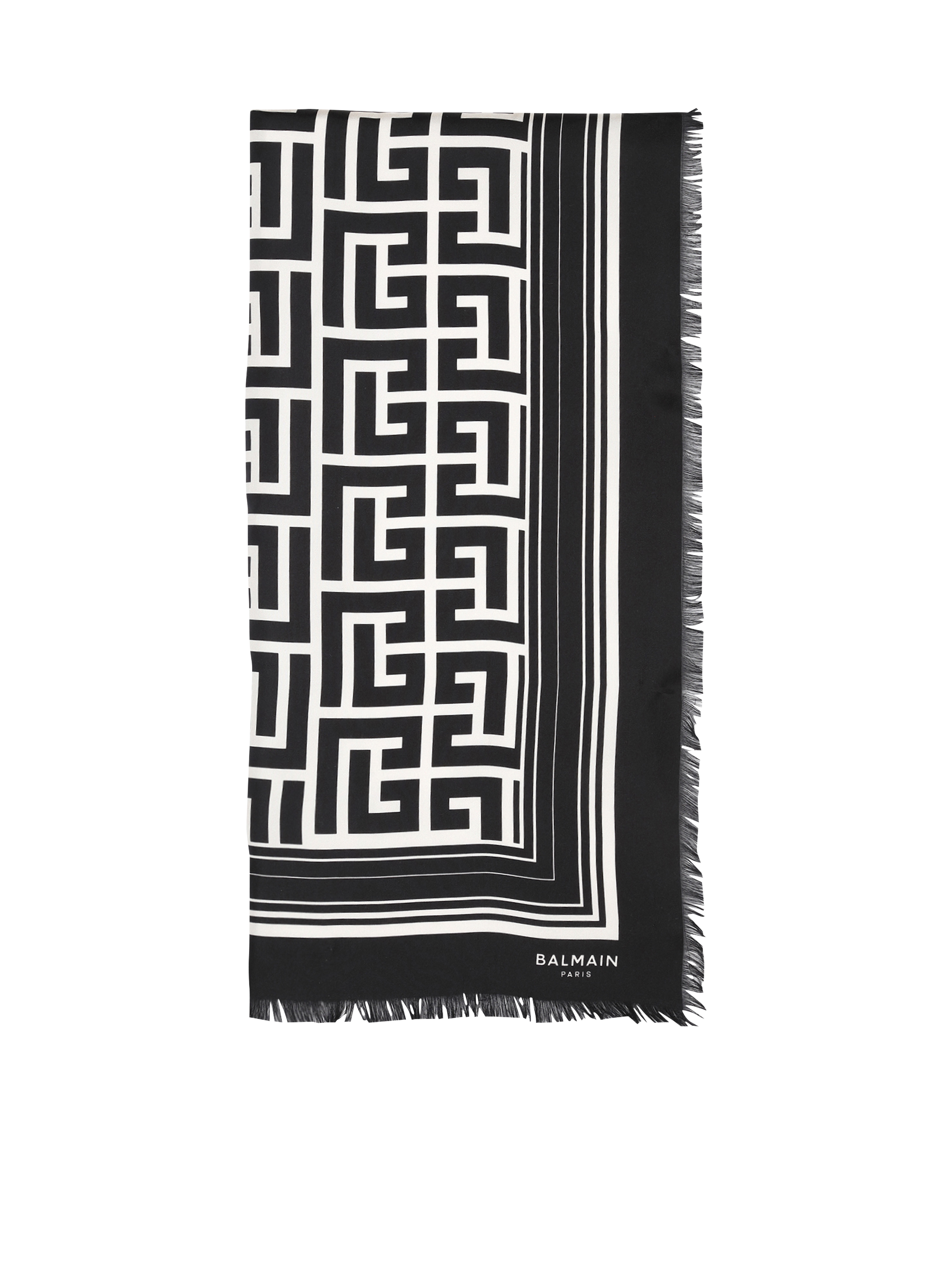 Silk scarf with Balmain monogram, black
